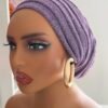 Purple Shimmer Pleated Turban