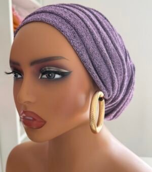 5969952327982587258 Purple Shimmer Pleated Turban