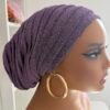 Purple Shimmer Pleated Turban