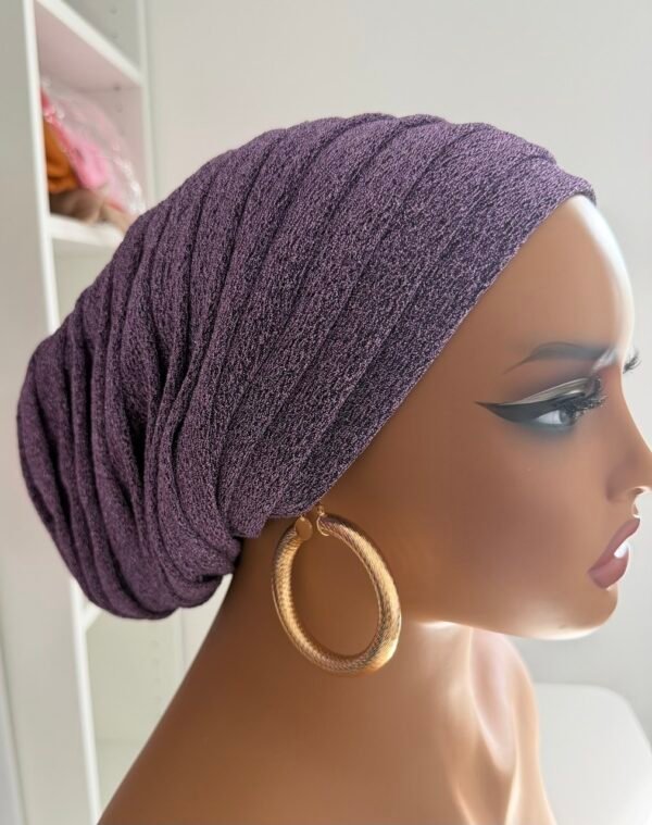 Purple Shimmer Pleated Turban