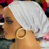 White Rhinestone Pleated Turban