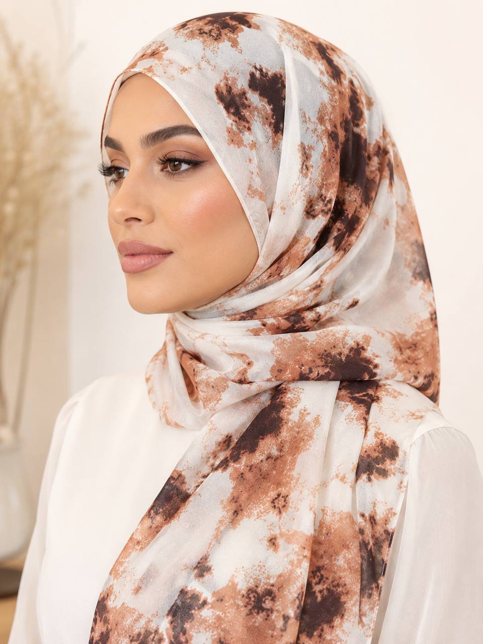 Abstract Print Chiffon Scarf
