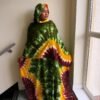 Vibrant Tie-Dye Hijab and Abaya 2-piece Set