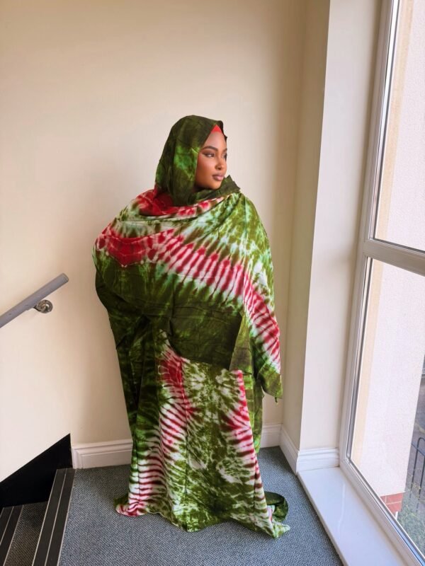 Vibrant Tie-Dye Hijab and Abaya 2-piece Set
